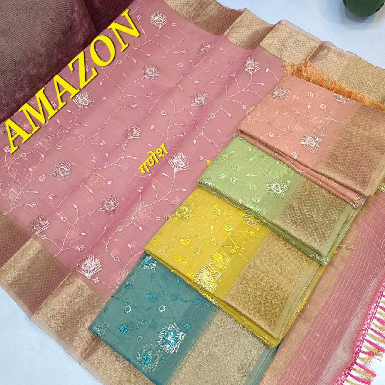 Buy Pink Organza Traditional Wear Embroidery Work Saree Online From  Wholesale Salwar.